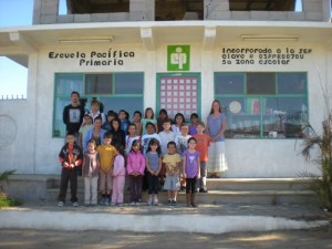 Students outside Escuela Pacifica in Todos Santos, Baja, Mexico.