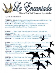 La Encantada April schedule, La Paz, Baja, Mexico